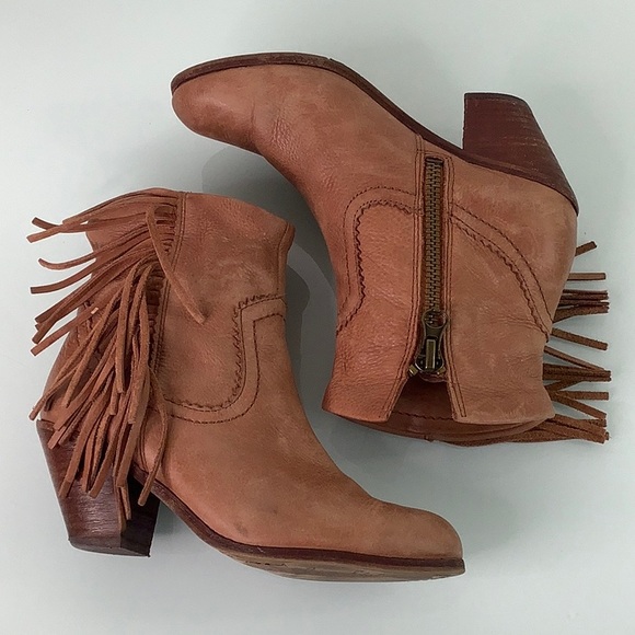 Sam Edelman Loui Fringed leather Ankle boots zip up ankle booties size 6 EUC - Picture 7 of 16